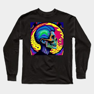 Vibrant Trippy Skull Art 37 Long Sleeve T-Shirt